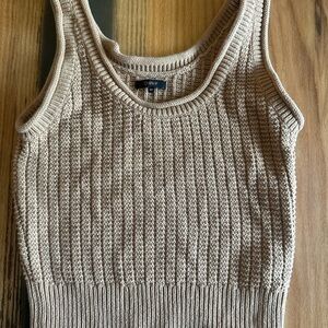 Quince 100% Organic Cotton Waffle Cropped Sweater Tank - Tan